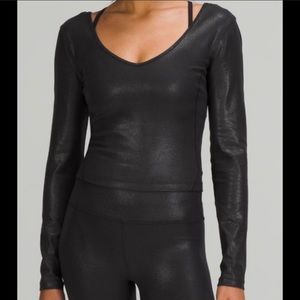 Lululemon Align LS Radiate Foil Print BLK Top Sz 12 NWT!